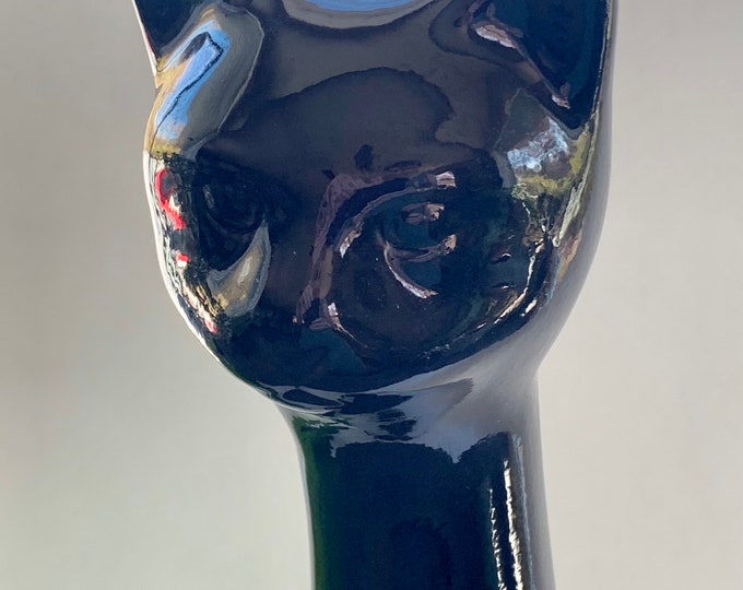 Vintage 18 Ceramic Black Cat Toilet Brush Holder mid Century Etsy