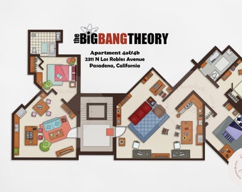 Plan the APARTMENTS from The BIG BANG Theory / Svg , png , pdf , jpg