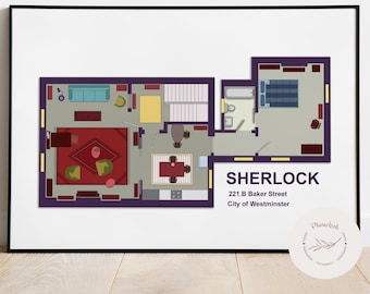 PRINTABLE plan of the SHERLOCK APARTMENT  / Svg , png , pdf , jpg