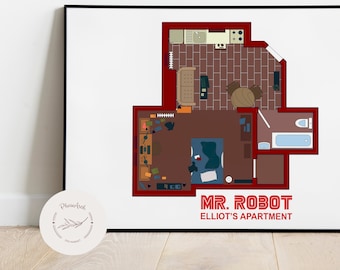 PRINTABLE  plan of the MR.ROBOT Elliot's Apartment  / Svg , png , pdf , jpg