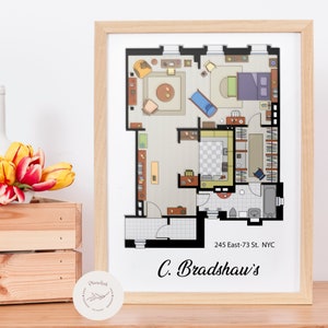 SEX and the CITY floor plan (C. BRADSHAW New York City apartment) / Svg , png , pdf , jpg