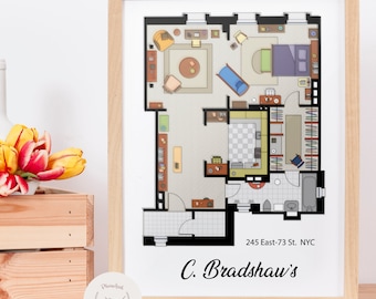 SEX and the CITY floor plan (C. BRADSHAW New York City apartment) / Svg , png , pdf , jpg