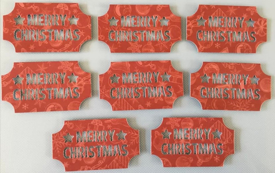 Merry Christmas Die Cut Embellishments Card Topper Crafting Etsy