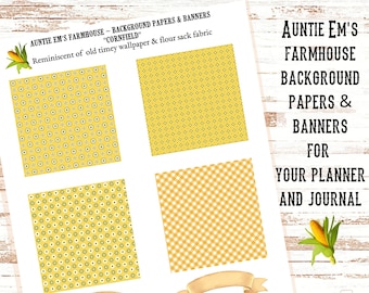 Auntie Em's Old Farmhouse  digital papers & banners - digital download