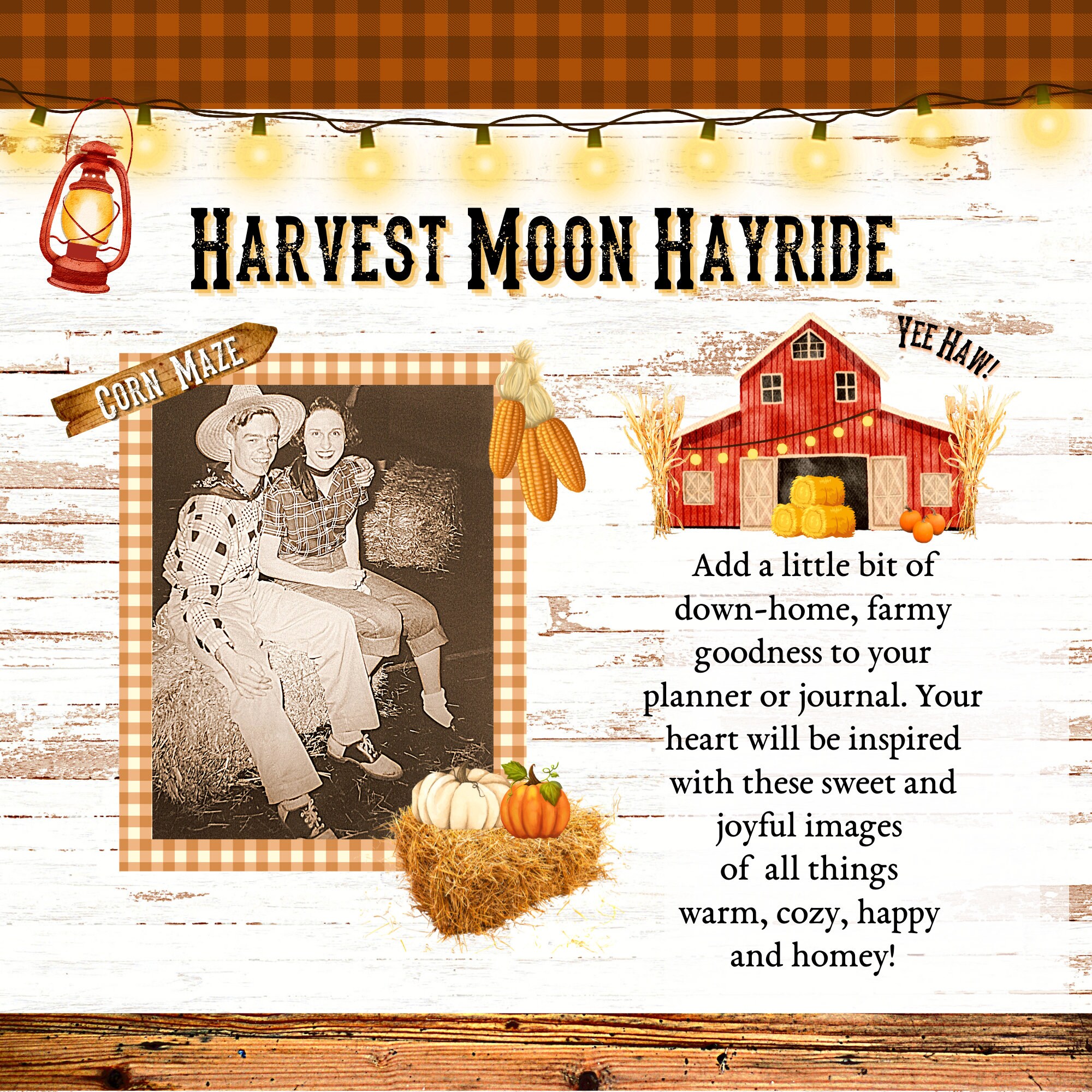 Harvest Moon Hayride - Fall - Farmhouse- Farm-style - Digital Clipart ...