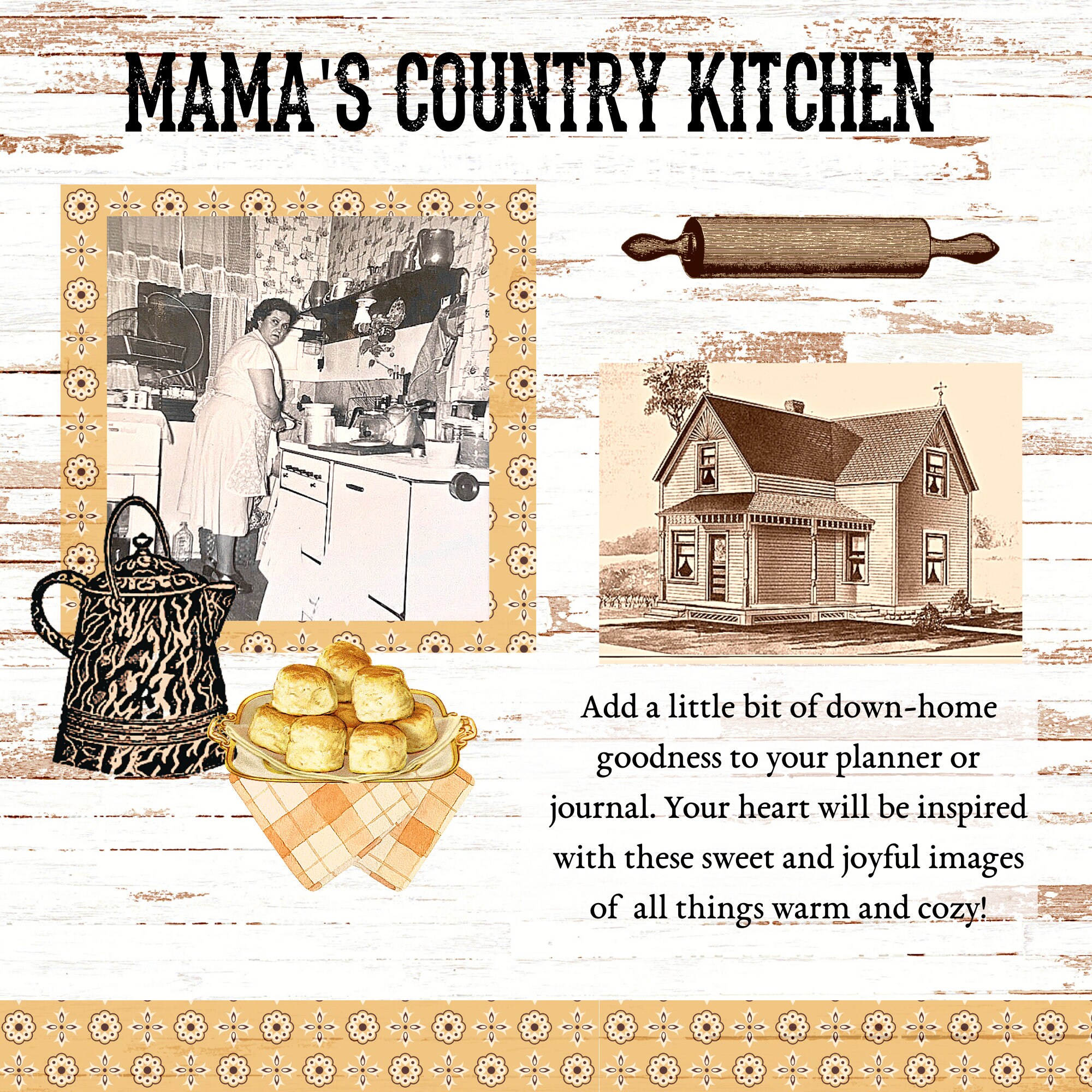MAMA'S COUNTRY KITCHEN Farm-style Clipart, Collage Sheet, Ephemera ...