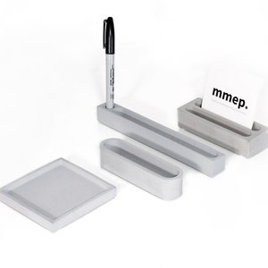 Hedendaagse betonnen pen en kaarthouder | Cement Desktop Accessoires | Handgemaakte Decor | Minimalistische cadeau-ideeën | Back-to-office Cadeaus