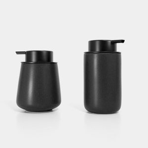 Minimalist Midnight-Black Foaming Soap Dispenser/ Ceramic Base with black Soap Pump/ Essential Bathroom Accessories image 1