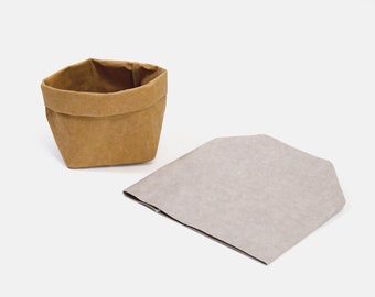 Reusable Kraft Paper Storage Basket  / Washable Paper Makeup Brushes Holder / Pen Pensile Holder  / Sustainable Paper Storage Bag