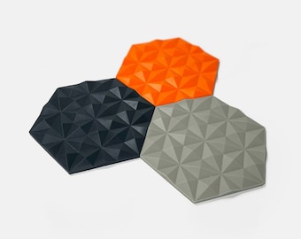 Geometric Silicone Non-Slip Trivet Set / Heat Resisitant Mat and Coaster / Pot Holders
