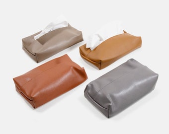 Leather Tissue Box Cover / Modern Tissue Holder / Synthetic Vegan Leather Tissue Box / Car Tissue Holder / Bedroom Deocr