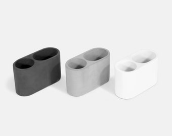Contemporary Concrete Pen and Pencil Cup | Office Desk Accessories | Minimalist Home Office Décor | Back to office accessories and gifts