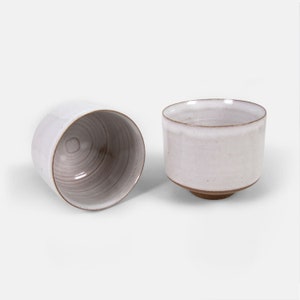 PURE - Handmade White Ceramic Coffee Mug Set with Glaze/ Morning Cortado and Tea Cups / Juice Cleansing drinkware