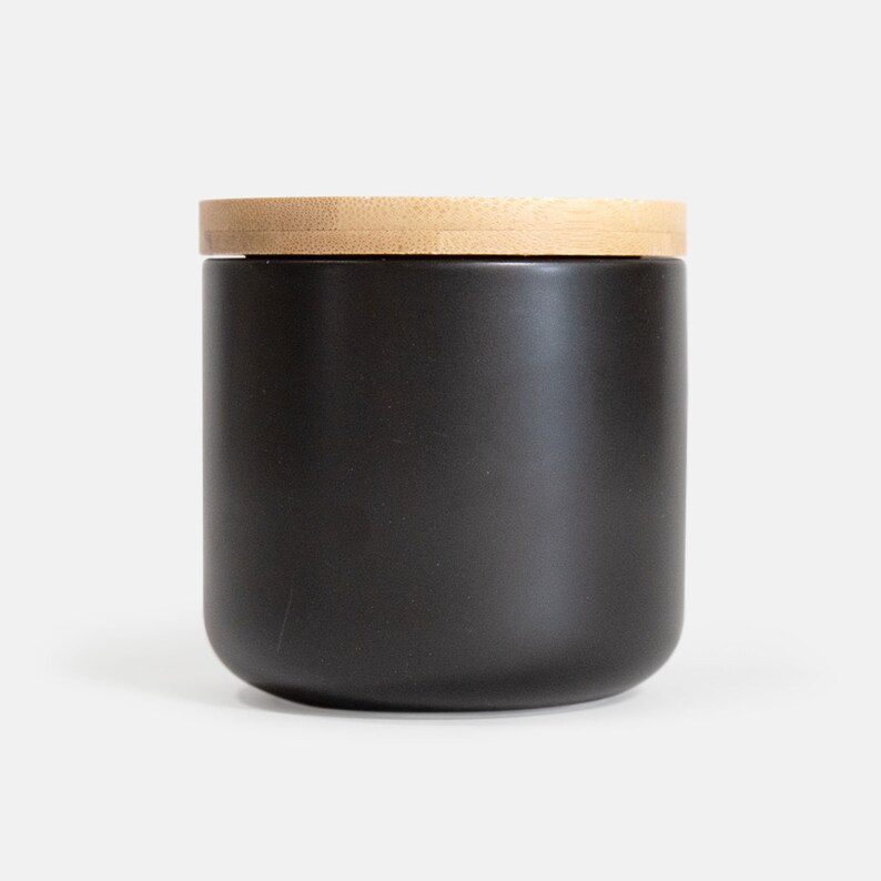 Ceramic Cylinder Storage Jar With Wood Lid/Minimalist Kitchen Organizer Food Storage Jar/Coffee Tea Sugar Container/Seasoning Spice Canister image 3