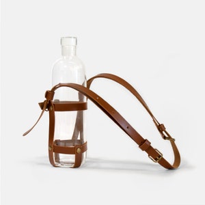 Made by Minga  Woven Water Bottle Holder with Leather Strap