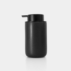 Minimalist Midnight-Black Foaming Soap Dispenser/ Ceramic Base with black Soap Pump/ Essential Bathroom Accessories image 3