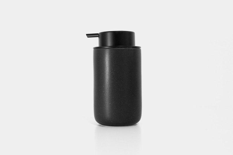 Minimalist Midnight-Black Foaming Soap Dispenser/ Ceramic Base with black Soap Pump/ Essential Bathroom Accessories image 3