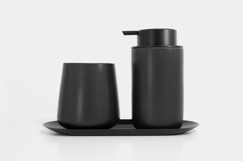 Minimalist Midnight-Black Foaming Soap Dispenser/ Ceramic Base with black Soap Pump/ Essential Bathroom Accessories image 7