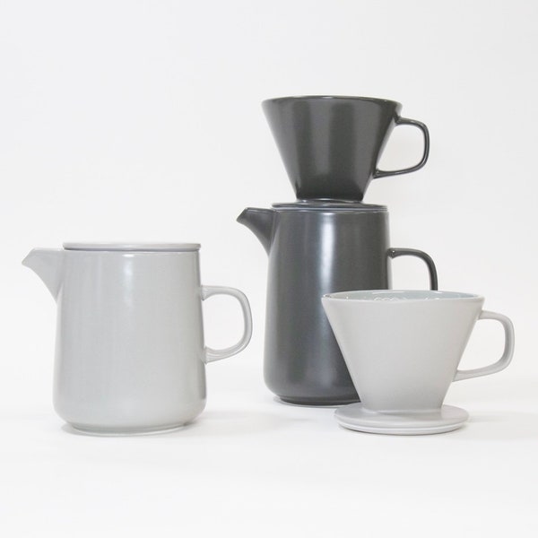 Ceramic Pour Over Coffee Set / Minimal Coffee Dripper/ Coffee Gift Set