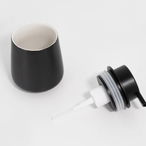 Minimalist Midnight-Black Foaming Soap Dispenser/ Ceramic Base with black Soap Pump/ Essential Bathroom Accessories image 5