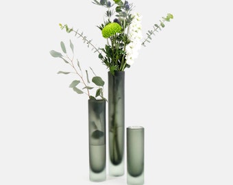 Elegant Slim Vase with Frosted Glass Finish | Minimalist Home Decor | Modern Flower Vase | Trendy Housewarming gifts