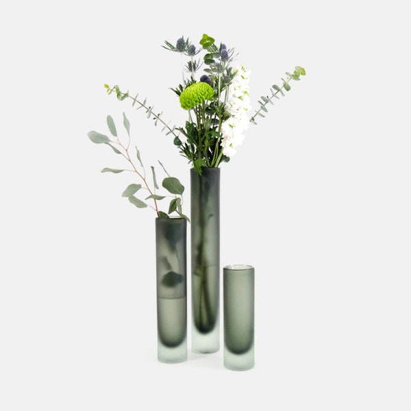 Elegant Slim Vase with Frosted Glass Finish | Minimalist Home Decor | Modern Flower Vase | Trendy Housewarming gifts