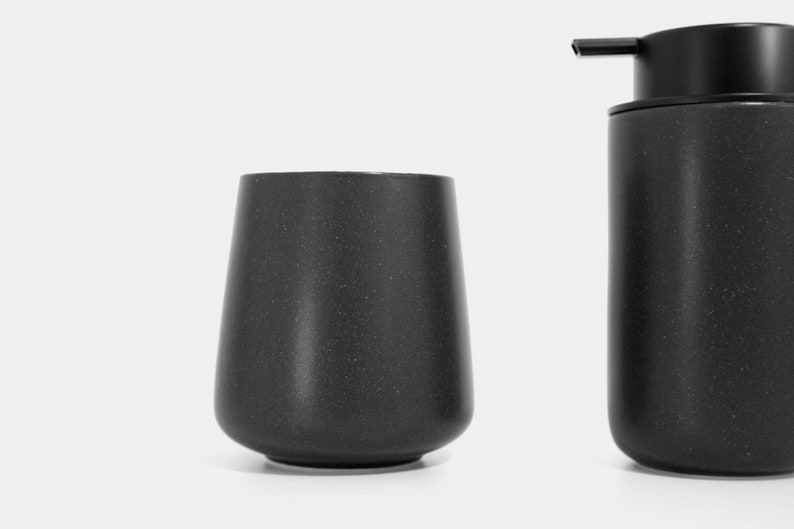 Minimalist Midnight-Black Foaming Soap Dispenser/ Ceramic Base with black Soap Pump/ Essential Bathroom Accessories image 4