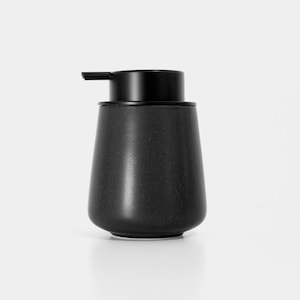 Minimalist Midnight-Black Foaming Soap Dispenser/ Ceramic Base with black Soap Pump/ Essential Bathroom Accessories image 2