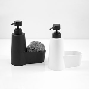 Minimalist Matte Soap Dispenser with Sponge Holder / Liquid Soap Pump / Sponge Container / Kitchen Accessories & Décor