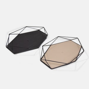 Geometric Decorative Metal Leather Tray / Modern Catch All Tray / Leather Valet Tray / Multipurpose Serving Tray / Jewelry Tray