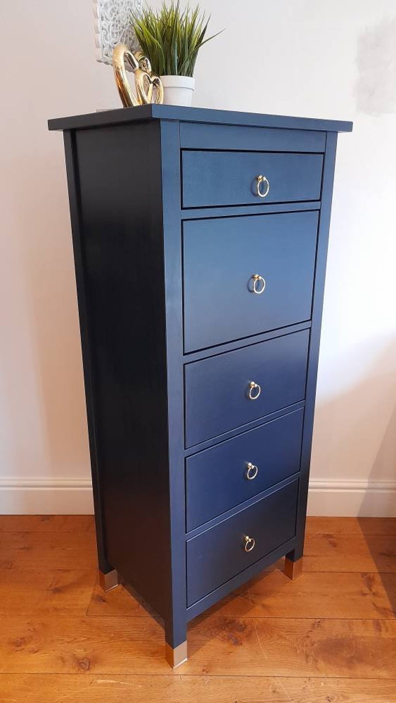 Black Tallboy / Chest of Drawers Etsy