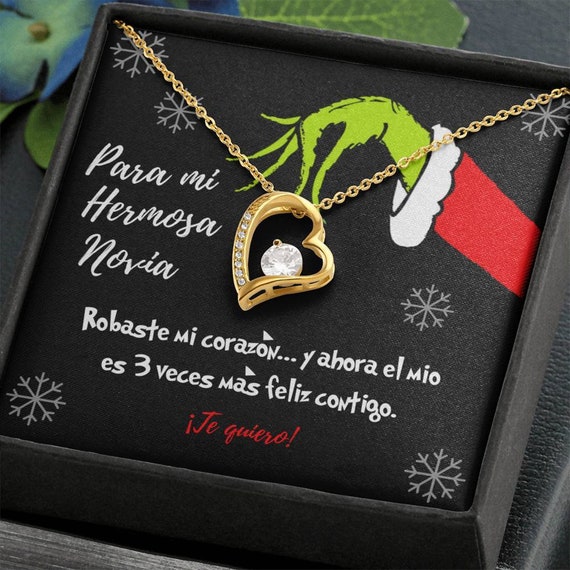 Grinch Heart Necklace Gift for Girlfriend anniversary Gift for