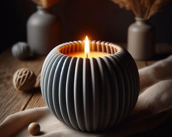 Modern round ribbed candle, (LED) tealight holder, 40 mm/50 mm/60 mm | Individual configuration and colors | Official Deltaprints partner