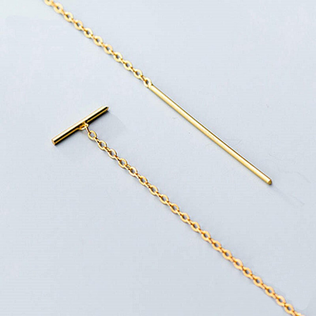 925 Sterling Silver Long Chain Earrings Silver Threader Etsy