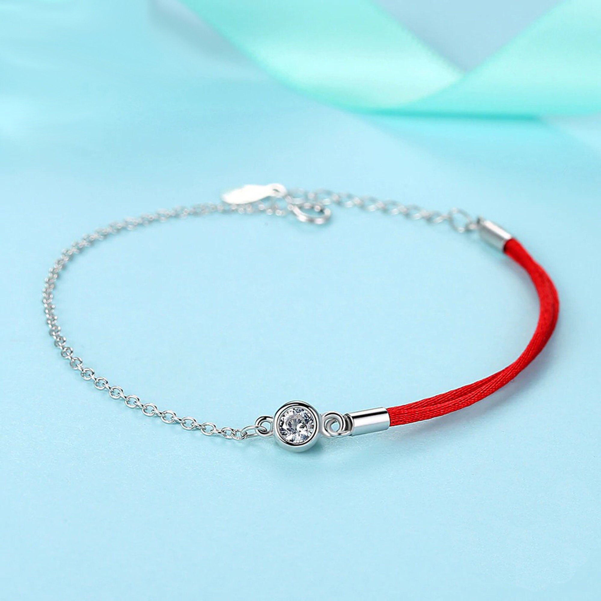 Red String Bracelet in Silver 925 Sterling Silver Dainty Etsy UK