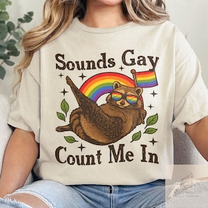 Camiseta LGBT "Cuenta conmigo" con el mapache, regalo para la comunidad LGBTQ+, camiseta del Mes del Orgullo, camiseta del Orgullo con el mapache, camiseta LGBT, camiseta del Orgullo