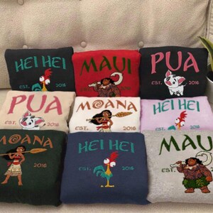 Moana Disney Characters Embroidered Sweatshirt, Moana and Friends Embroidered T-Shirt, Hoodie