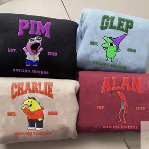 Smiling Friends Embroidered Sweatshirt, Gift For Friends, Embroidered Christmas 2025 Shirt, Hoodie