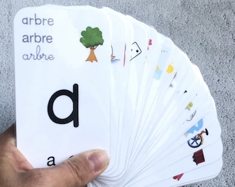 Carte Alphabet Personnalisé, carte alphabet écriture SCRIPT, carte lettres de l’alphabet, carte éducatif, maternel au cp, carte Script