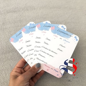 Cartes pronostics bébés personnalisé, carte naissance, baby shower, jeu future maman, carte de prédiction bébé, gender reveal personnalisé