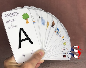 Carte Alphabet Personnalisé, carte alphabet écriture BATON, carte lettres de l’alphabet, carte éducatif, maternel au cp, carte Baton