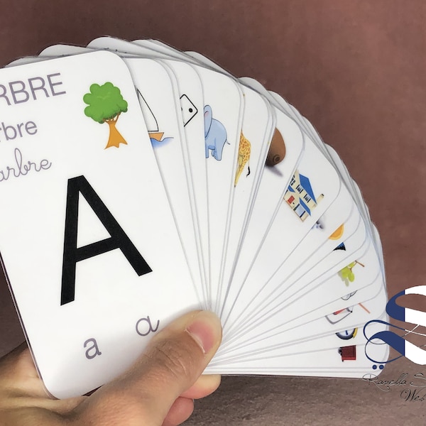 Carte Alphabet Personnalisé, carte alphabet écriture BATON, carte lettres de l’alphabet, carte éducatif, maternel au cp, carte Baton