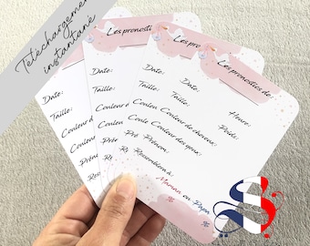 Cartes pronostics bébés Fille à imprimer, carte naissance pour fille, baby shower fille, carte de prédiction bébé fille, jeu pronostic