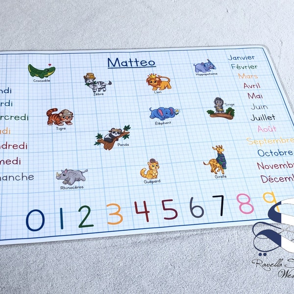 Set de table ludique maternelle CP, set de table personnalisé, set de table ludique, set de table enfant, set de table alphabet, set lettre