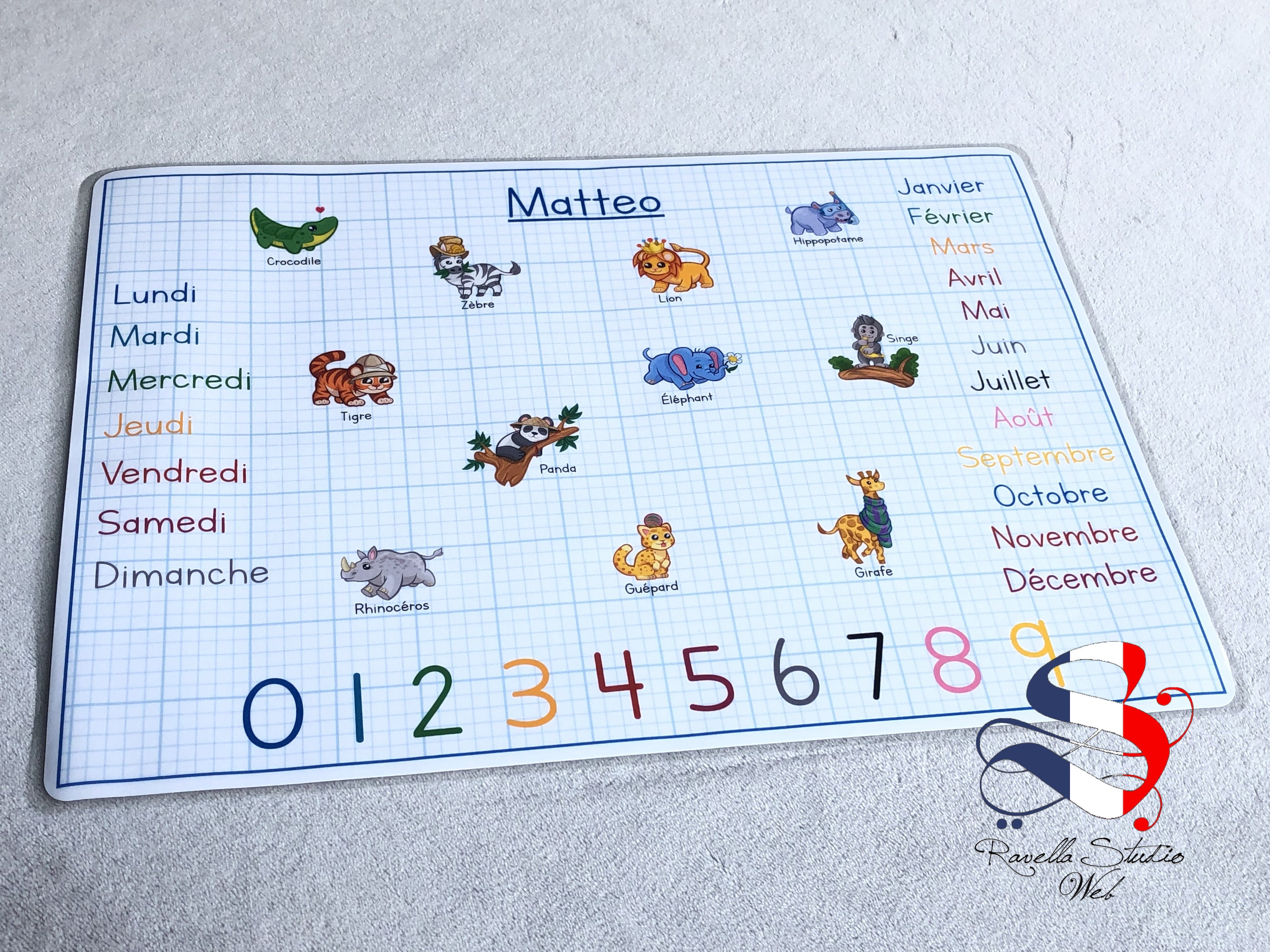 Set de Table Maternel Cp, Set Personnalisé, Pédagogique, Table, Enfant, Alphabet, Lettre