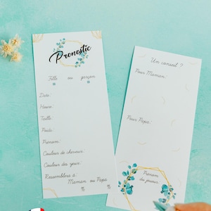 Cartes pronostics bébés personnalisé, carte naissance, baby shower, jeu future maman, carte de prédiction bébé, gender reveal personnalisé