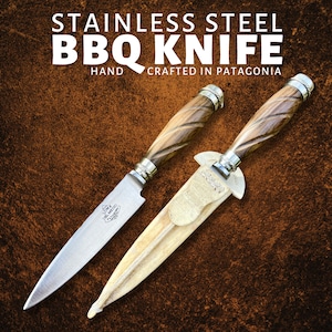 Handcrafted 9&quot; Argentine Culinary Knife, Stainless Steel Blade with Criollo Details, Complete with a Leather Sheath