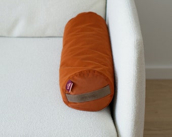 Orange Velour Buckwheat Roller Pillow – Neck and Lumbar Support