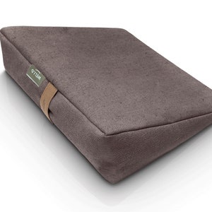Wedge Linen Pillow filled with organic buckwheat hull - Brown Linen / Chair pillow / Orthopedic Properties / Washable cover/ Natural filling