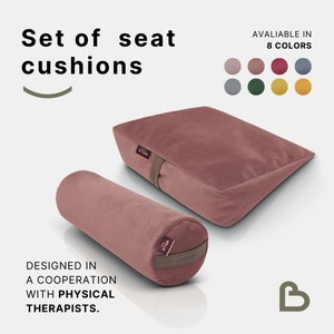 Seat cushion set- small buckwheat roller and wedge-shaped seat - perfect for your back - Blushy Pink
